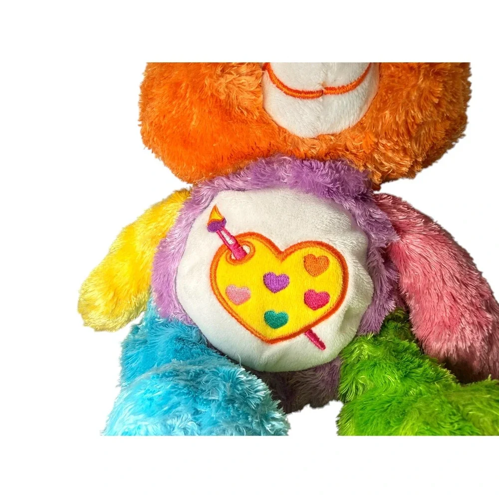 VTG Care Bears Work of Heart Bear Side Eye Rainbow Shaggy Plush 2005 13 inch